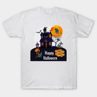 Spooky Halloween haunted house T-Shirt